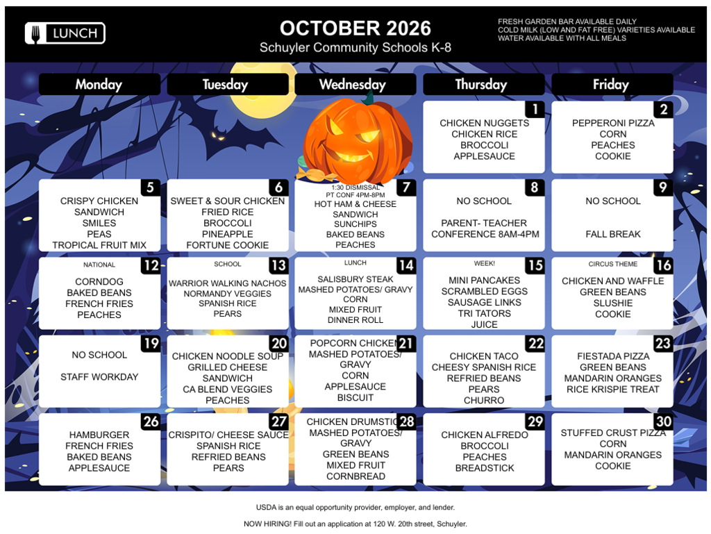 october lunch menu