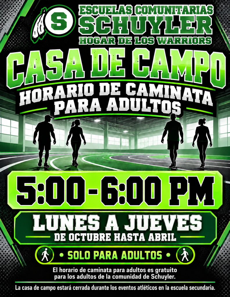 Field House Adult Walking 5 - 6 pm mon. - thurs. - spanish