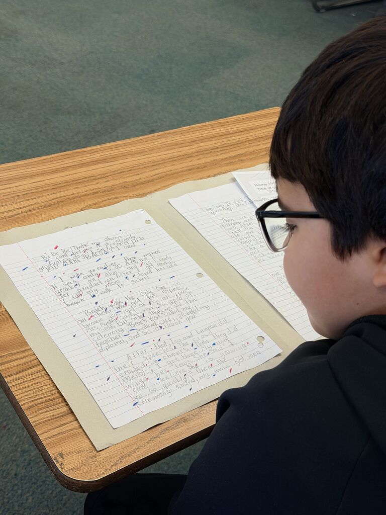 Ending the quarter with a Reading Café! Our 6th graders Writing class enjoyed reading each other’s personal narratives and leaving thoughtful, encouraging feedback while celebrating each writer’s unique voice.