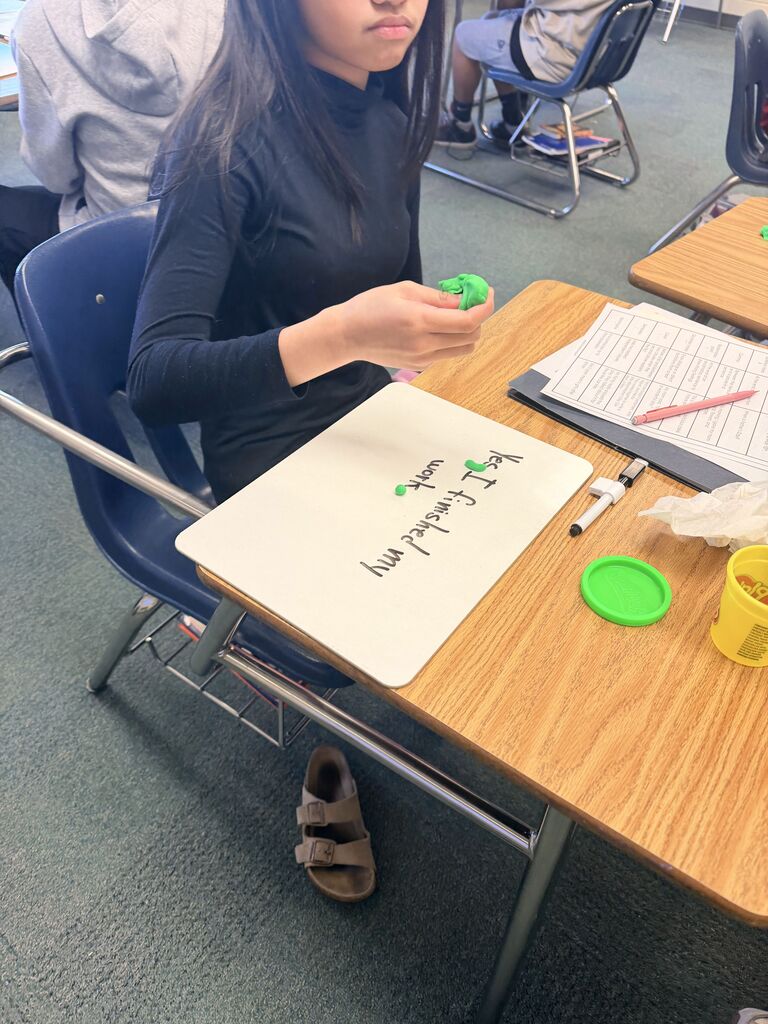 Shhh… Find Your Match, Then Squish and Shape! Our 6th Grade Writing class took on the silent matching challenge—no talking, just reading! Then, they got creative using Play-Doh to shape punctuation marks. Who knew grammar could be this much fun? ✏️