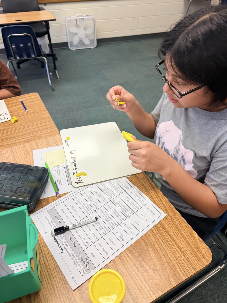 Shhh… Find Your Match, Then Squish and Shape! Our 6th Grade Writing class took on the silent matching challenge—no talking, just reading! Then, they got creative using Play-Doh to shape punctuation marks. Who knew grammar could be this much fun? ✏️