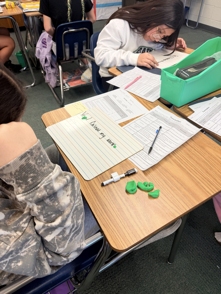 Shhh… Find Your Match, Then Squish and Shape! Our 6th Grade Writing class took on the silent matching challenge—no talking, just reading! Then, they got creative using Play-Doh to shape punctuation marks. Who knew grammar could be this much fun? ✏️