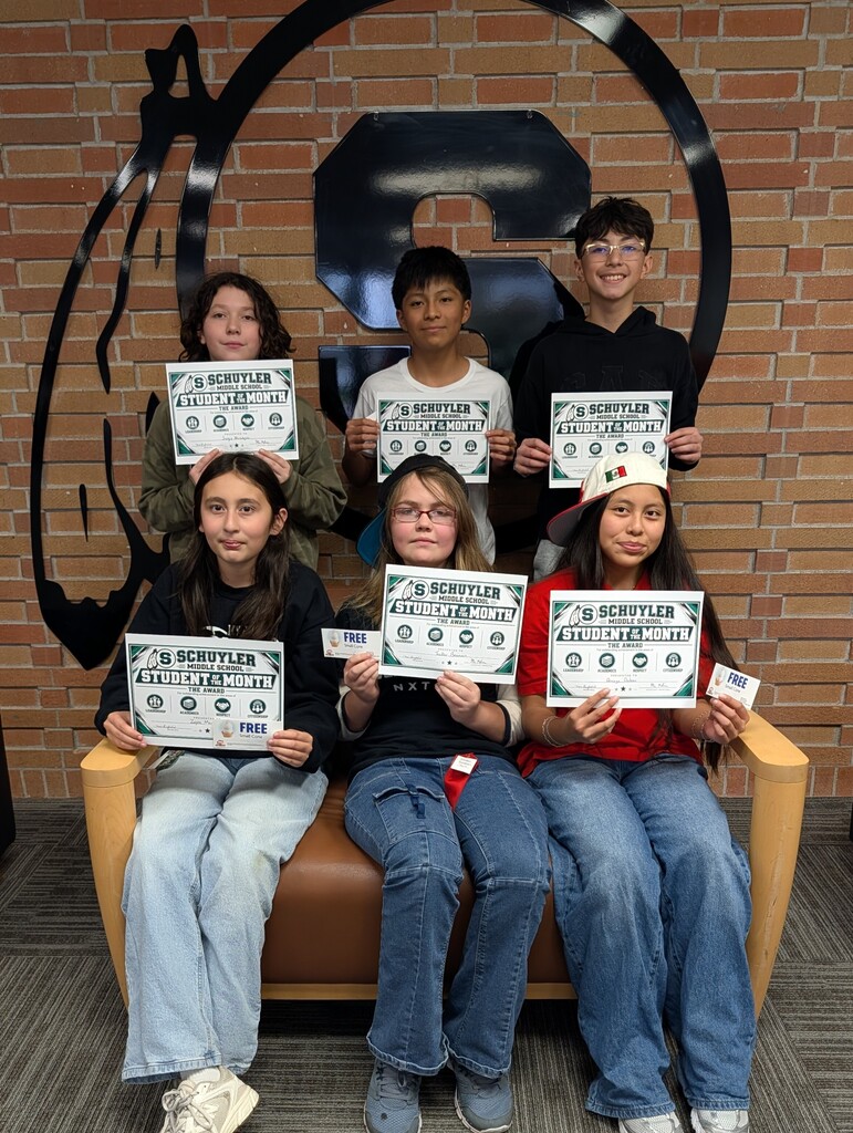 Congratulations to the six SMS Students of the Month! Students are recognized for their achievements and positive contributions to Schuyler Middle School.