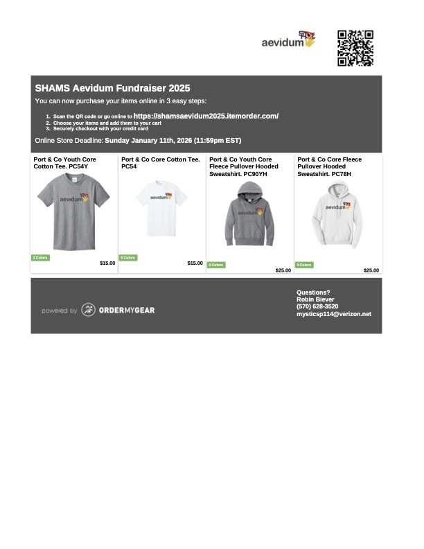 Aevidum Shirt Sale Order Form