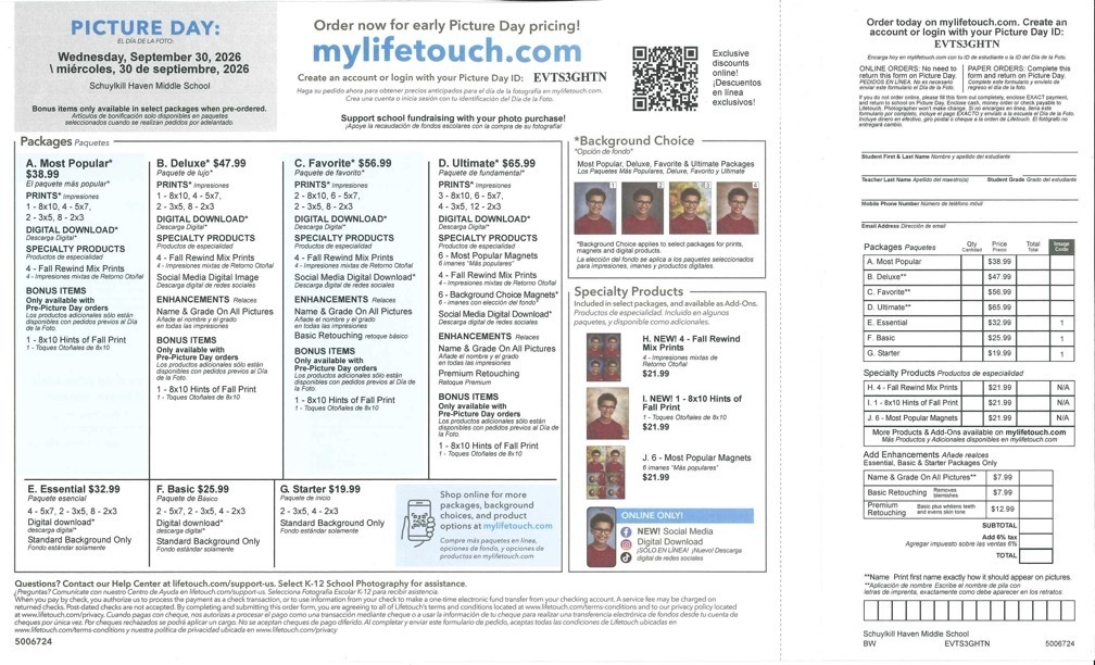 Picture Day Forms