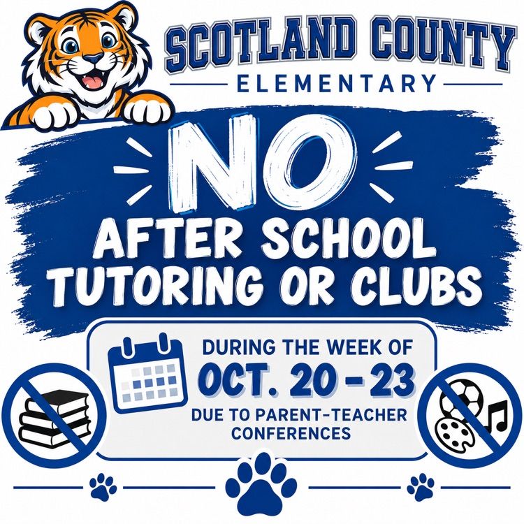 There will be no After School Tutoring or Clubs Oct.20-23 due to Parent-Teacher Conferences. 