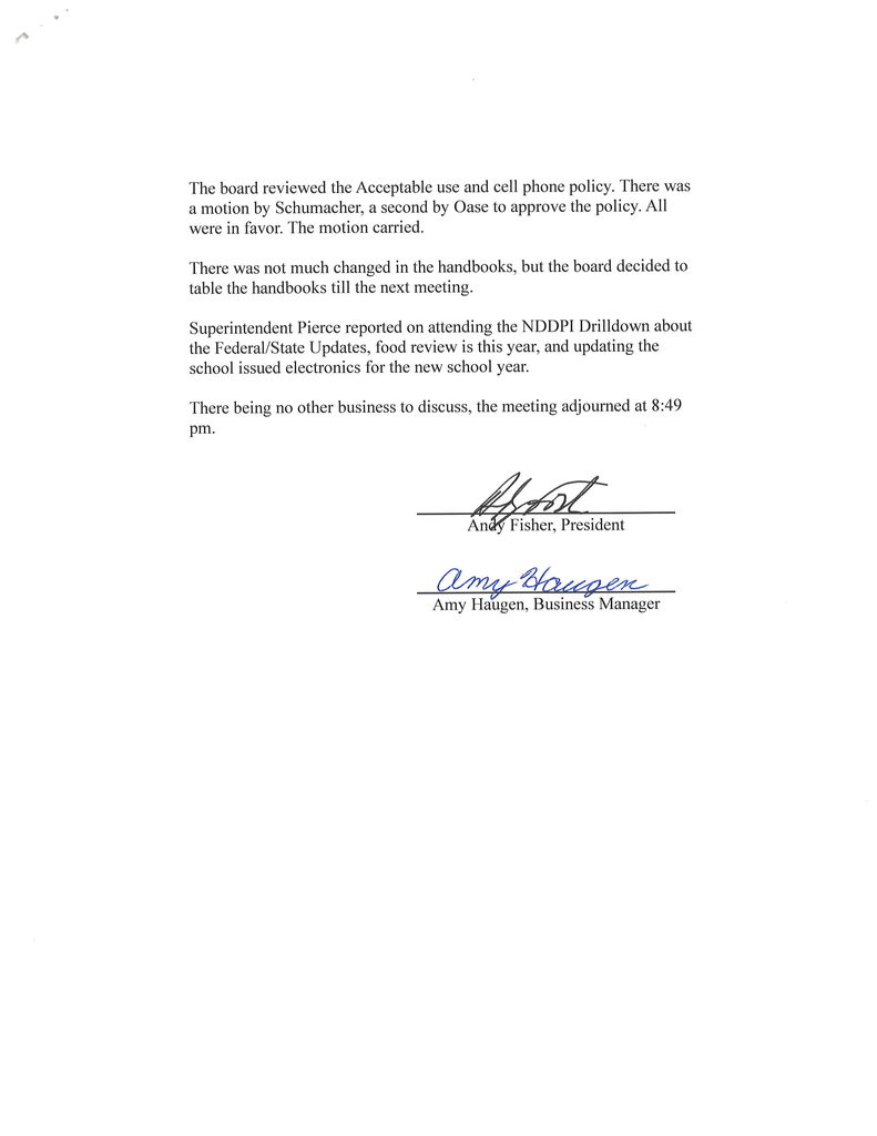 August 13 Meeting Minutes