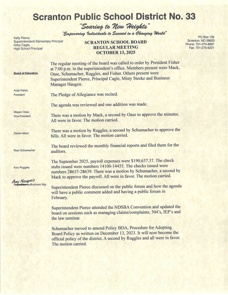 October 13, 2025 Minutes Pt. 1