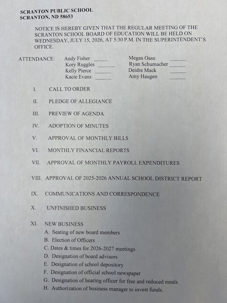 board agenda