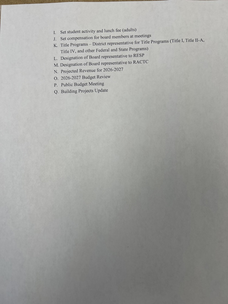 board agenda