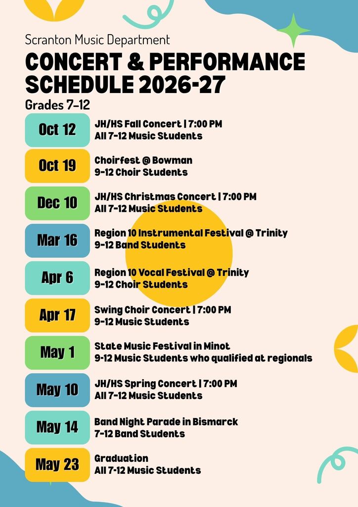 7-12 Concert Schedule