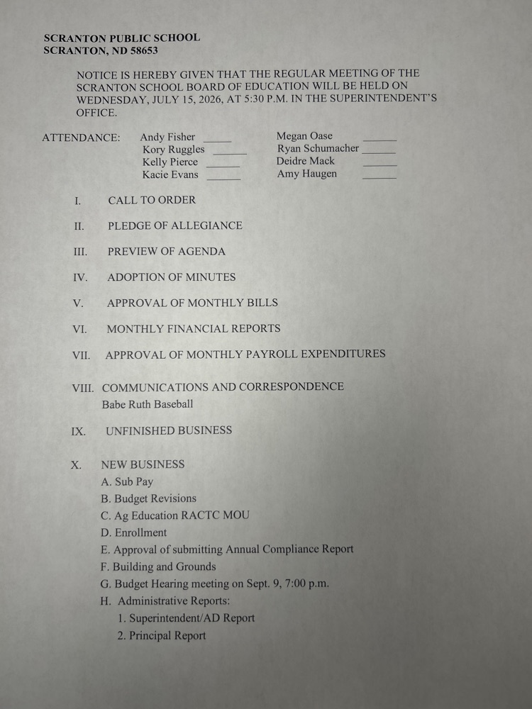 board agenda