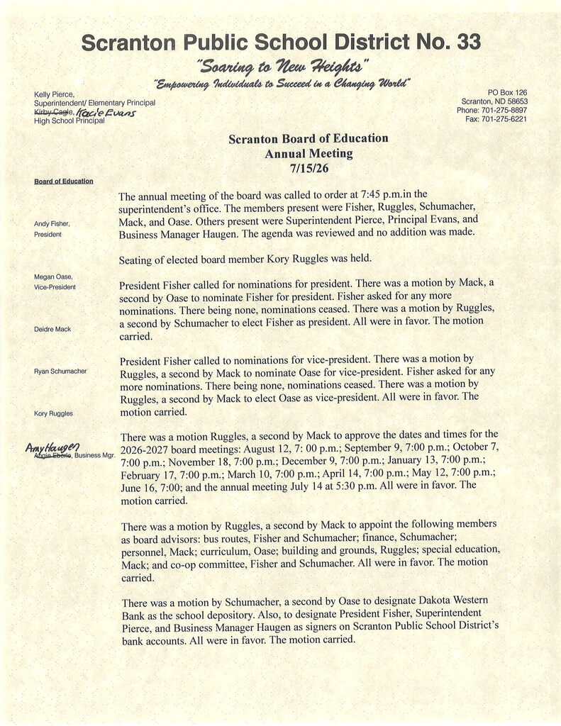 July 26 Annual Meeting Minutes Part 1