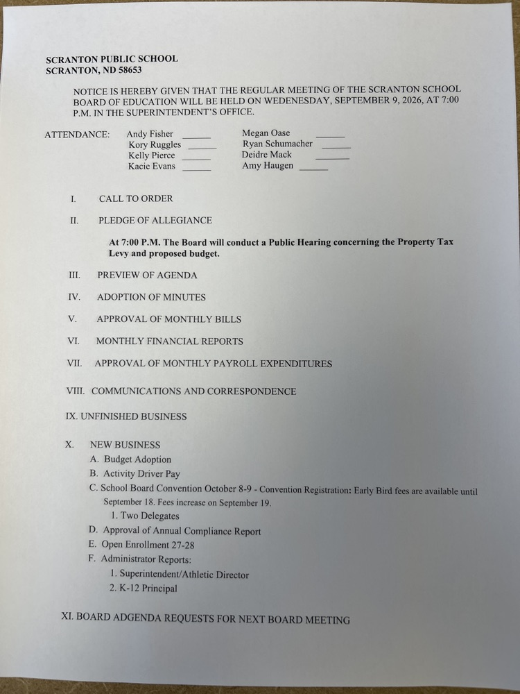 board agenda