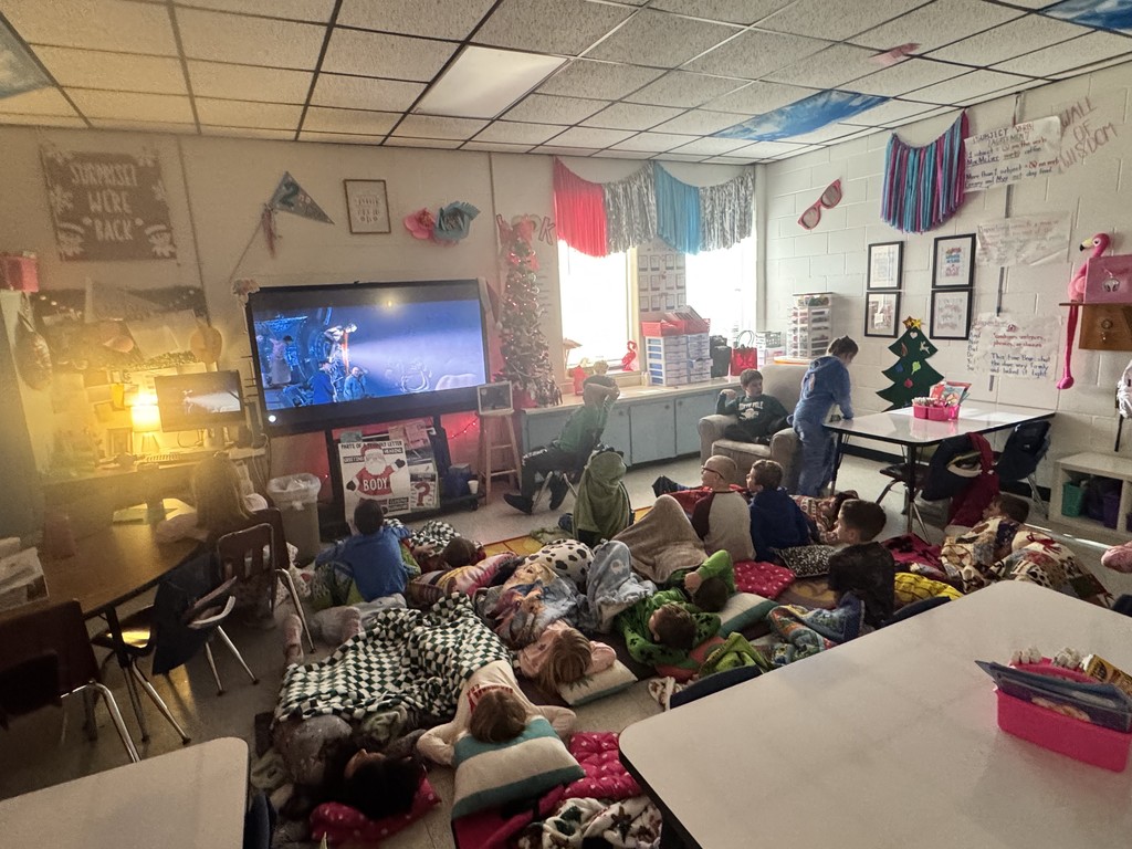 students watching Polar Express