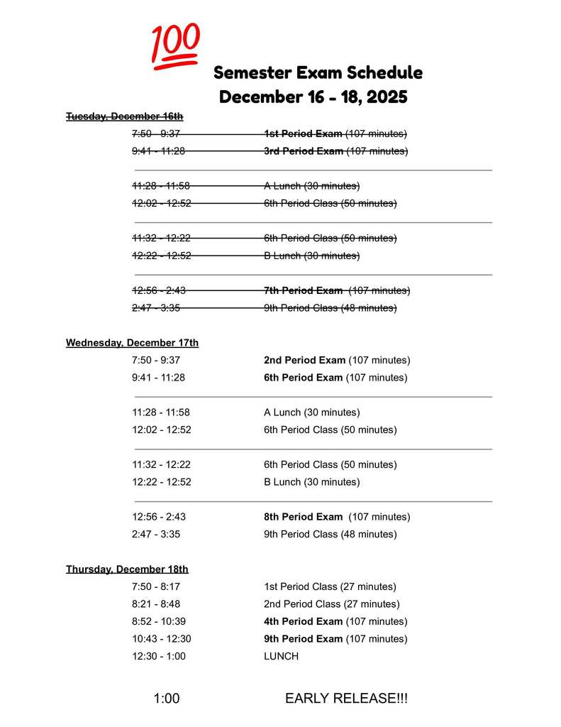 SRHS Semester Exams 2025