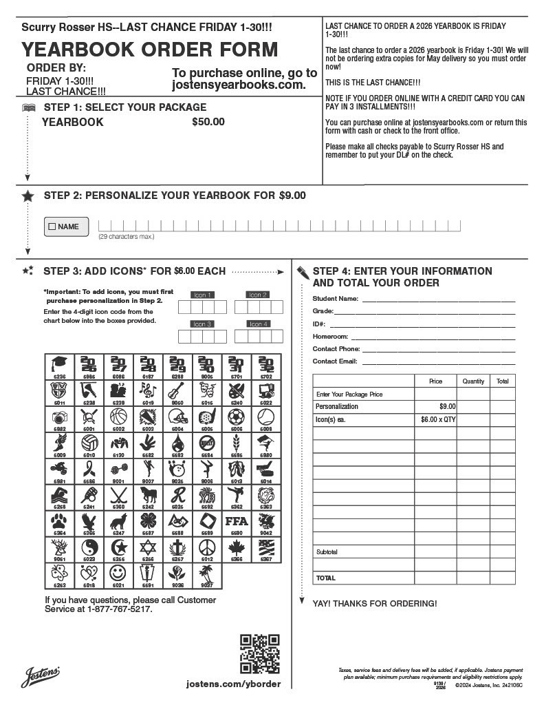yearbook order form