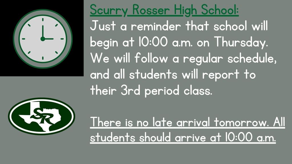 SRHS Delayed Start Info Thursday