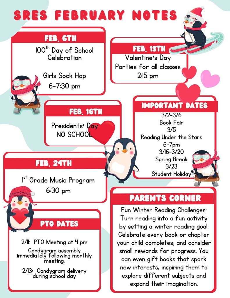 Valentine newsletter w/penguins and writing