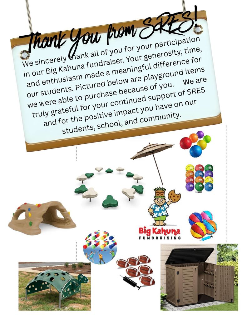playground equipment and a thank you note