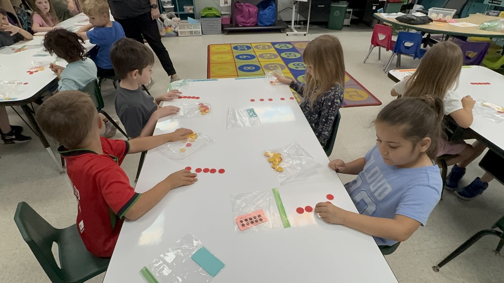 Kindergarten students during math