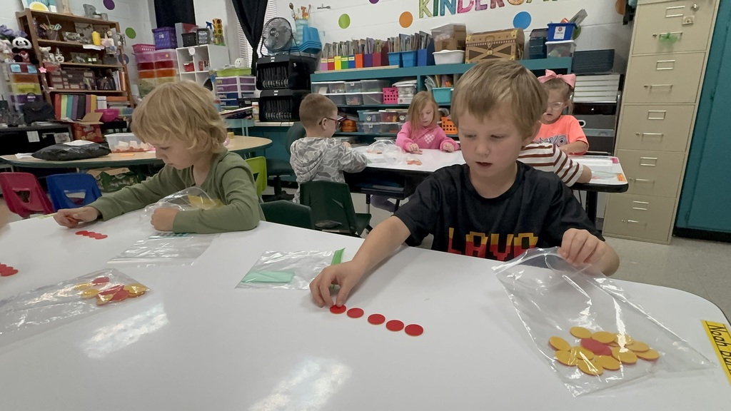 Kindergarten students during math