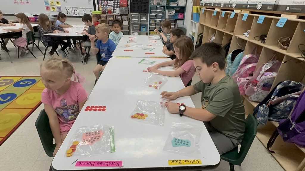 Kindergarten students during math