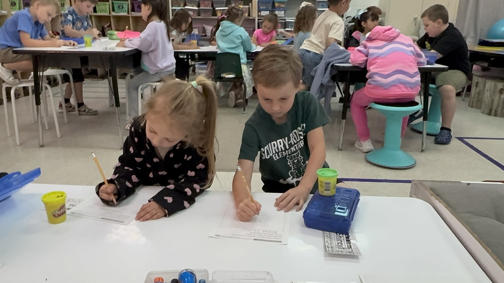 Kindergarten students during math