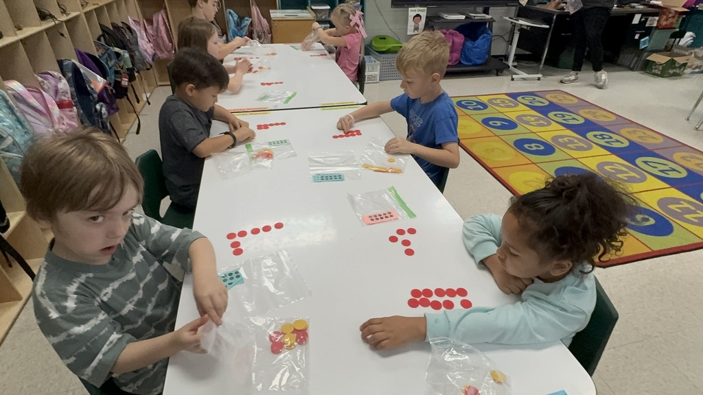 Kindergarten students during math