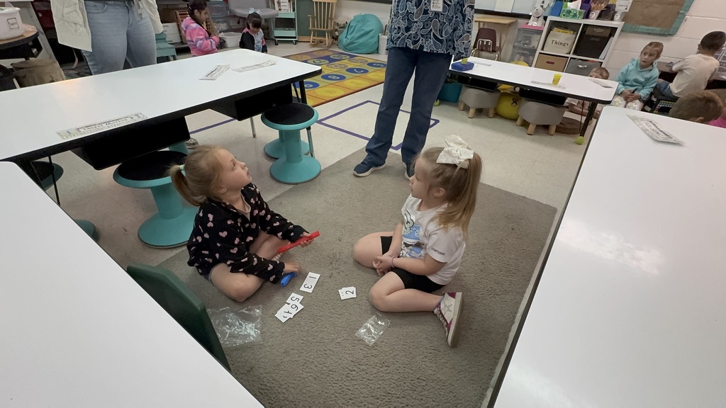 Kindergarten students during math