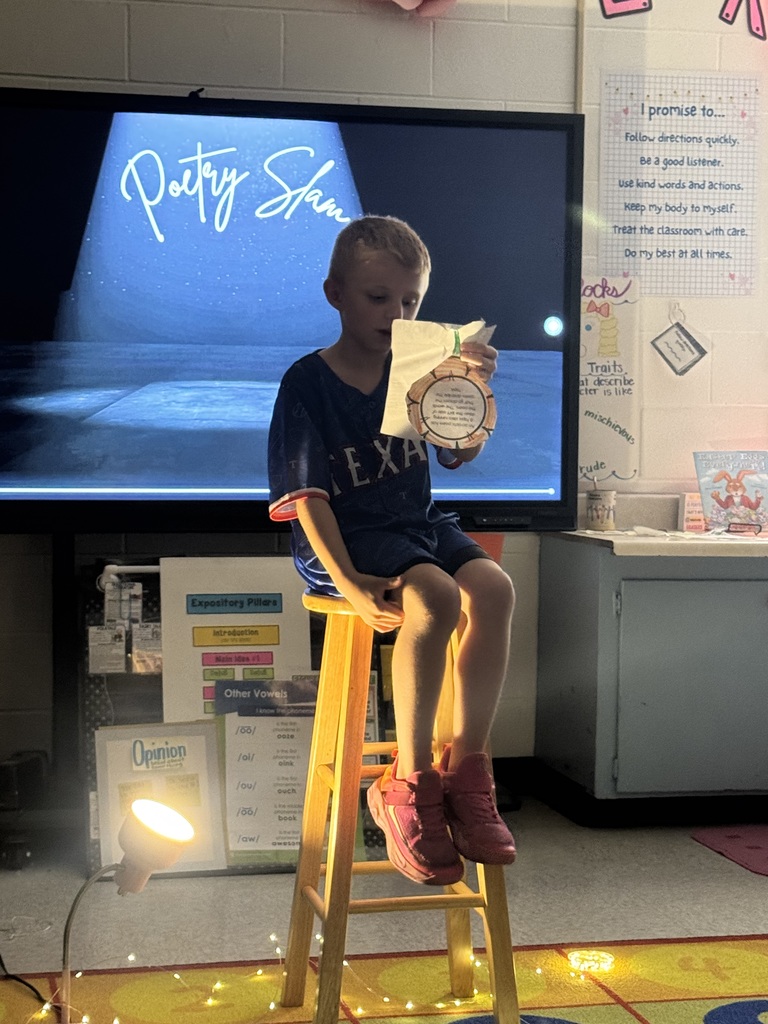 Students showcasing and reading poetry.