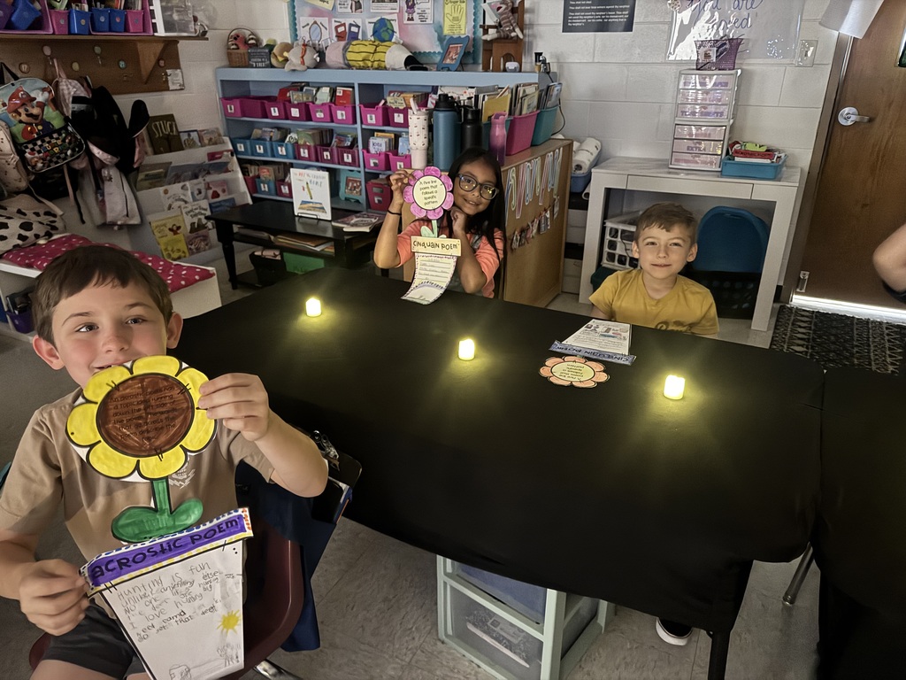 Students showcasing and reading poetry.