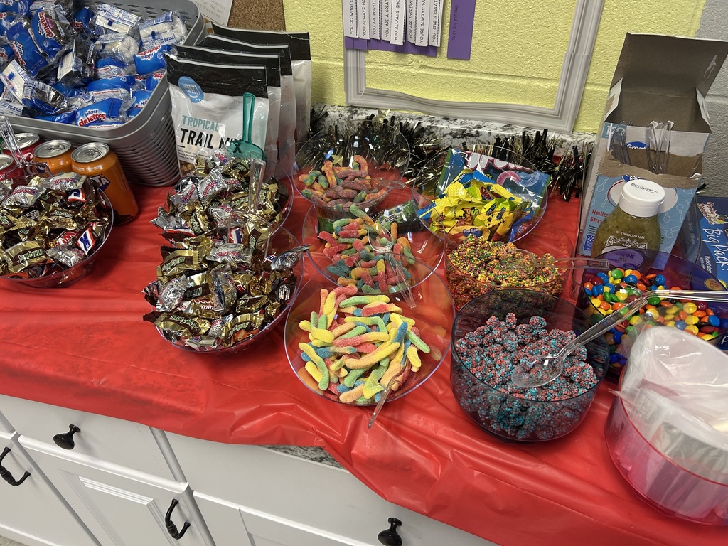 colorful bowls of salad and candy