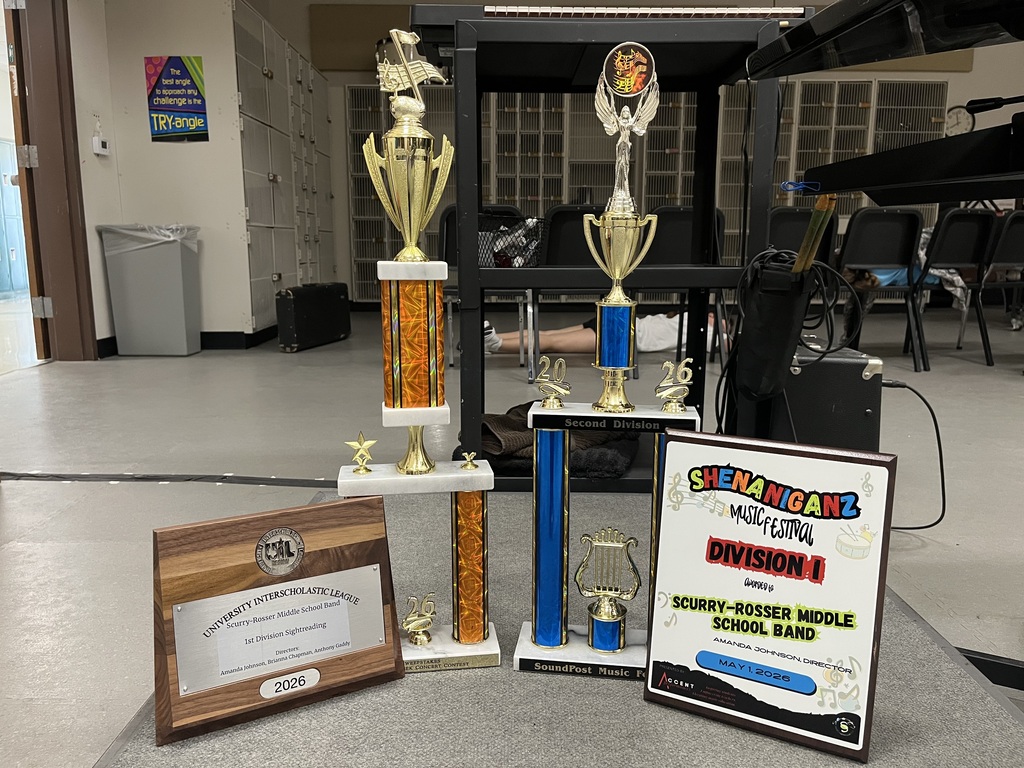 Plaque for 1st Division Advanced Band UIL Sightreading Evaluation, Plaque for 1st  Division Advanced Band Shenaniganz Music Festival, Trophy for Sweepstakes Advanced Band Pre-UIL Concert and Sightreading Evaluation, Trophy for Beginning Band 2nd Division SoundPost Music Festivals 