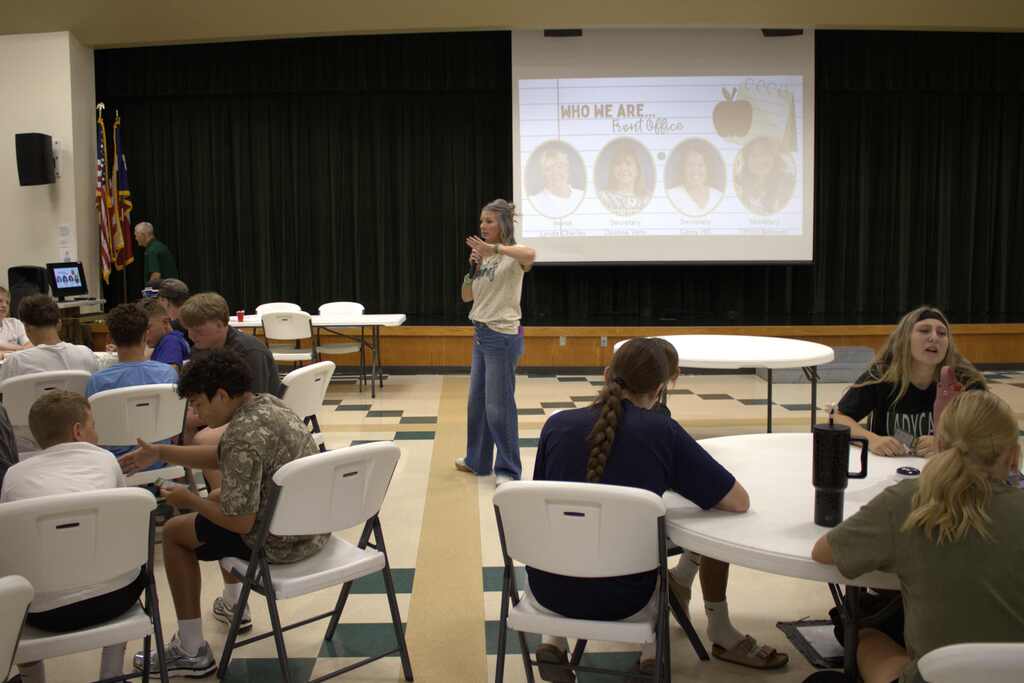 principal chandra babovec presenting at fish camp