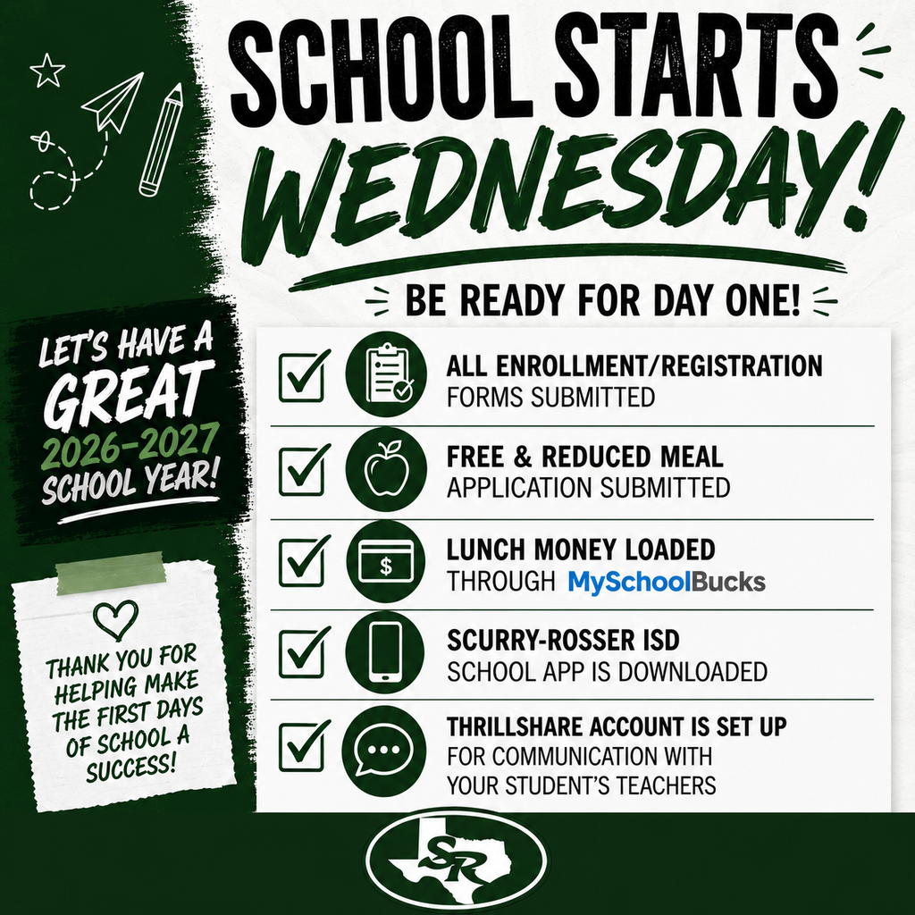 reminder about school starting Wednesday