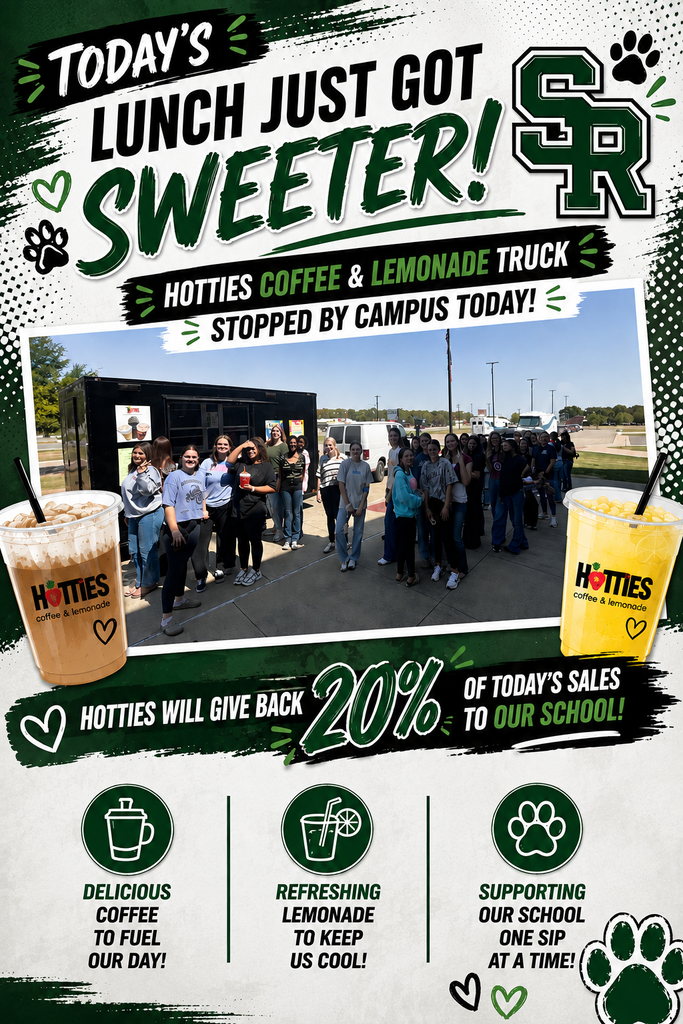 A huge THANK YOU to Hotties Coffee & Lemonade for stopping by SRHS and giving 20% of today’s sales back to our school! We appreciate you supporting our Wildcats!