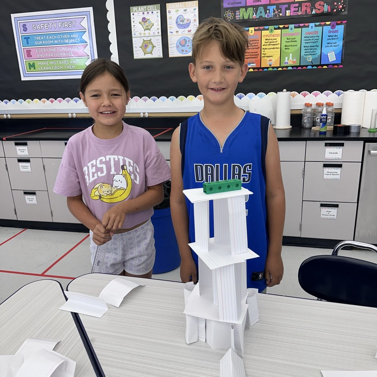Third grade used their engineering skills to build paper structures