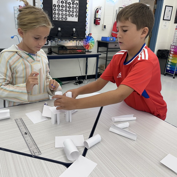 Third grade used their engineering skills to build paper structures