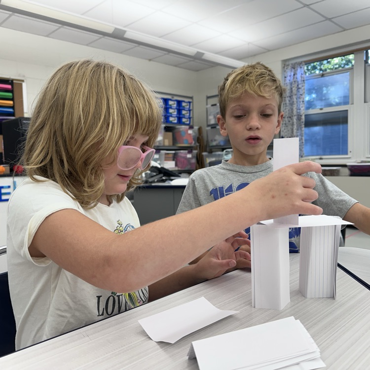 Third grade used their engineering skills to build paper structures