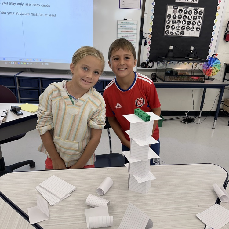 Third grade used their engineering skills to build paper structures