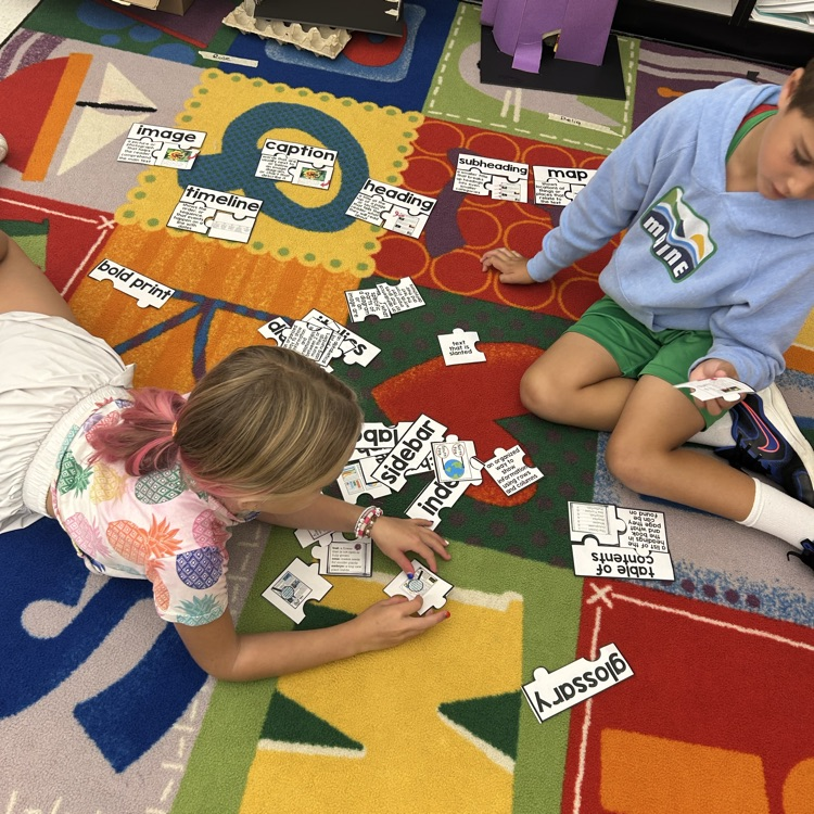 Students explored elements of non-fiction, with scavenger hunts and puzzles.