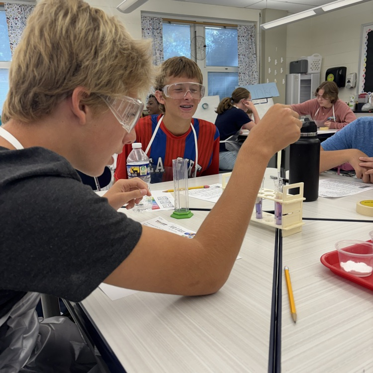 8th graders have had a busy couple of weeks in science. They tested how different compounds can affect the color of a flame, they did some “speed dating” to learn how different elements bond together, and they explored the pH of various substances. 🧪