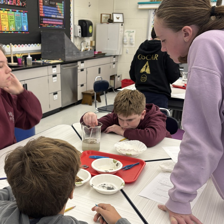 Today we used the scientific method to separate a mixture of wood chips, iron filings, sand, and sugar. It’s hard work thinking like a scientist!