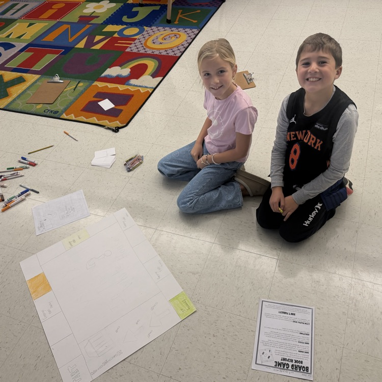 Third graders are designing and creating board games related to their fictional books!