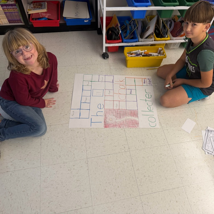 Third graders are designing and creating board games related to their fictional books!