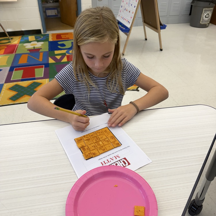 How many Cheez-its does it take to cover the area of a shape? Third graders are using cheez its to figure it out!
