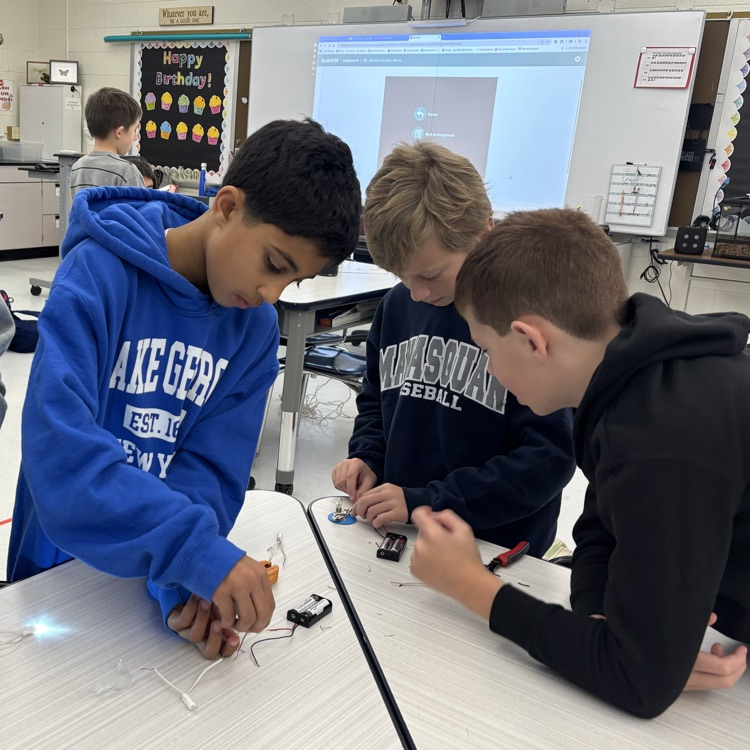 6th graders are studying energy and built some electric circuits out of cut up holiday lights! 💡