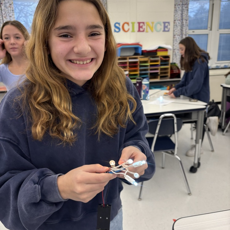 6th graders are studying energy and built some electric circuits out of cut up holiday lights! 💡
