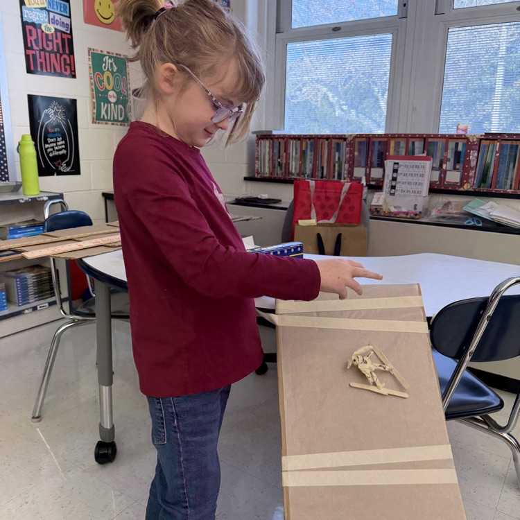 Third graders had their own Winter Olympics! They designed and created skiers to race down their very own ski slope! Someone very special wanted to ski too!